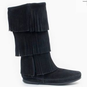 Minnetonka - Black fringe boho boot
